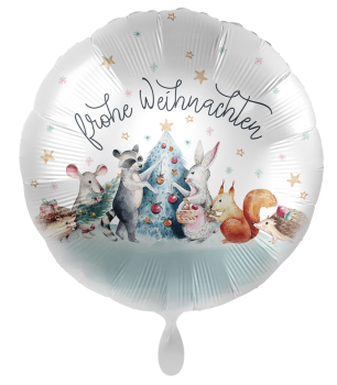 Folienballon - Frohe Weihnachten, Waldtiere - ø 43cm